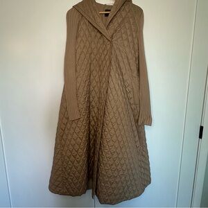 Maryling long jacket coat sweater 38 8 medium tan lightweight quiet luxury brown
